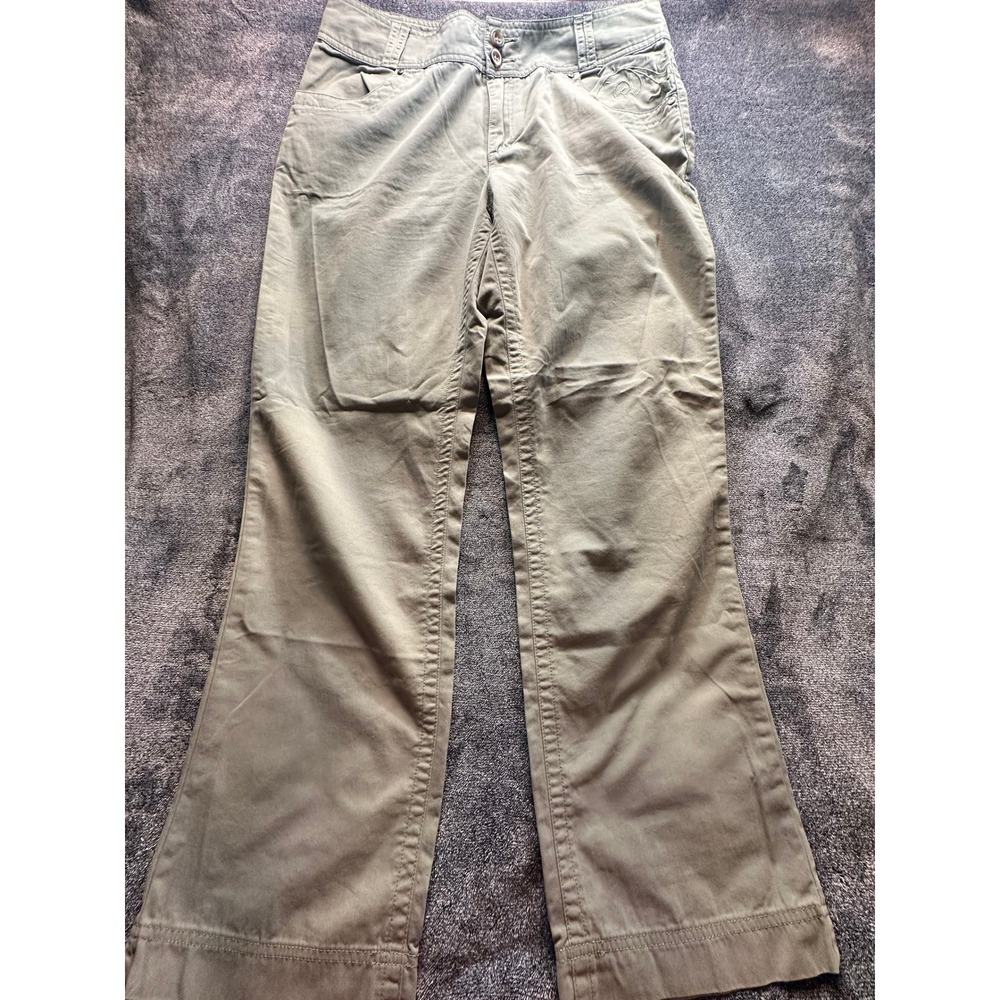 Cabelas Womens 12 Olive Green Cotton Nylon Utility Pants Embroidered L77PT075-15